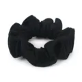 Minimalist black honeycomb ice silk hair scrunchie, elastic pleated hair rope accessory. - Black
