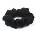 Elastico per capelli in lana nera autunno inverno elegante supporto coda cavallo morbido accessorio - Nero