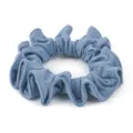 Close-up detail of blue honeycomb ice silk hair scrunchie, showing soft fabric and elastic texture. - Light Blue