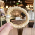 Elegant pearl satin scrunchie hair tie for women, chic vintage ponytail holder accessory. - S / Nude