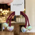 Schattige iriserende hart haarbandjes met elastisch touw, stijlvolle haaraccessoires. - Rood