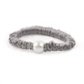 Grey satin hair scrunchie with a large pearl, elegant elastic hair band for women ponytails. - S / Grey Purple