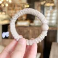 Minimalist pleated hair scrunchie with a glossy bead accent, soft and elastic for women. - L / Milk Tea