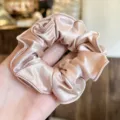 Elegant satin hair scrunchie for women, soft silk-like hair tie for daily ponytail styling. - S / Light Pink