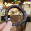 Brown satin hair scrunchie for women, elegant high elasticity hair tie for daily hairstyles. - S / Dark Brown