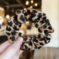 Classic leopard print hair scrunchie for women, soft fabric elastic hair tie for daily wear. - M / Reddish Brown Leopard