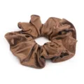 Bruine satijnen haarscrunchie voor vrouwen, elegante paardenstaart haarband accessoire. - L / Karamel
