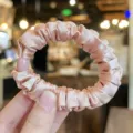Elegant pink satin hair scrunchie featuring high elasticity, ideal for stylish daily ponytail wear. - L / Deep Pink