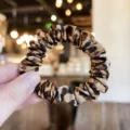 Leopard print hair scrunchie for women, trendy elastic hair tie for stylish everyday hairstyles. - S / Yellow Brown Leopard