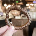 Brown satin scrunchie hair tie for women, elegant elastic ponytail holder hair accessories. - S / Caramel color