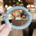Grey satin scrunchie for women, elegant high elasticity hair tie and ponytail holder accessory. - S / Blue