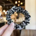 Black and white leopard print hair scrunchie, stylish elastic hair band for women daily style. - S / Grey and Black Leopard Print