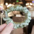 Light green satin scrunchie elastic hair tie ponytail holder hair accessory variant - L / Green