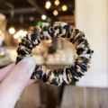 Leopard print hair scrunchie for women, soft elastic fabric hair tie for daily styling. - S / Black Brown Leopard