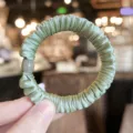 Simple satin hair scrunchie for women, elegant high elasticity hair tie, ponytail holder accessory. - S / Green