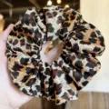 Leopard print hair scrunchie, satin silk hair tie, stylish elastic ponytail holder. - L / Reddish Brown Leopard