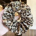 Leopard print hair scrunchie for women, chic elastic hair band and cute ponytail holder. - L / Light Tan Leopard