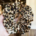 Leopard print large hair scrunchie elastic hair band fashion hair accessories for women - L / Black Brown Leopard