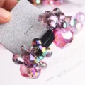 Colorful crystal bear hair tie high elastic rubber band cartoon hair rope for kids and girls - Sky Silver