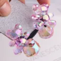 Élastiques à cheveux ours en résine colorés, corde holographique cristal animal mignon. - Mauve Clair