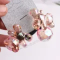 Joli élastique à cheveux ours en cristal iridescent coloré corde pour cheveux d'enfants - Champagne