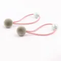Children cute hair rope pink elastic rubber band with flocked ball and bead for daily hair styling - Mint Green