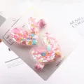 Heart glitter hair clips for kids, cute shaker duckbill clips, sweet sparkly side hair accessories. - Heart Colorful Shell