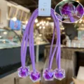 Paarse elastische haarbanden met kristallen geometrische bedels, leuke haarelastiekjes voor meiden. - Paarse Ruit