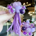 Paarse haarelastiekjes voor kinderen met glitterkraaltjes ster hart haaraccessoires elastisch - Paars