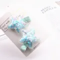 Süßes Sternen Liquid Glitzer Haarnadel Set für Kinder, blaue Entenschnabel Haarklammern - Fünfzackiger Stern Mintgrün