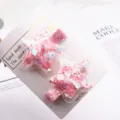 Rosa Stern Treibsand Haarspange Set, Glitzer Liquid Entenschnabel Haarnadel für Kinder Mädchen - Fünfzackiger Stern Rosa Muschel
