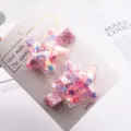 Kinder Stern Haarspitzen Glitzer Treibsand Entenschnabel Spangen rosa Haarschmuck fuer Maedchen - Fünfzackiger Stern Rosa Kreis