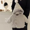Girls fleece hooded winter coat cute warm thick padded jacket toddler winter outerwear apparel - 73cm / Tops / Gray