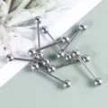 Edelstahl Barbell Piercing Schmuck Set, minimalistische Kugel Ohr und Zungen-Piercings. - Stahlfarben