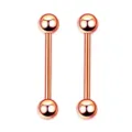 Rose gold stainless steel barbell piercing studs, body jewelry for ear, tongue and nipple. - Rose Gold