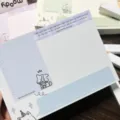 Cute cartoon dog memo pad detail view, single-sided print, 120g paper for daily notes. - Blue