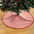 Pluche kerstboomrok rood en wit geruit vakantie vloermat feestdag decoratie thuis - 90cm / Rode Stijl