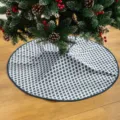 Pluche kerstboomrok blauw wit ruitje nepkonijnenbont vakantie woning decor mat - 90cm / Blauwe Stijl