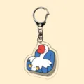 Acrylic cartoon duck keychain, cute transparent animal pendant for backpack bag decor. - A12-24