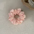 Pink Plaid Fabric Hair Scrunchie Cute Checkered Hair Tie For Women Girls Daily Ponytail Styling - Medium Size / Pink
