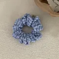 Korean style sweet plaid fabric hair scrunchie for gentle girls daily ponytail styling - Medium Size / Blue