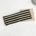 Fascia per capelli larga a righe rétro, fascia elastica bicolore da donna elegante - Caffè Chiaro