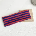Fascia per capelli larga a righe retro rossa e blu, elastica in maglia per sport e skincare. - Contrasto Rosso E Blu