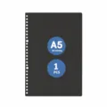 A5 pochette de rangement recharge couverture de classeur 20 trous en PP pour agenda - Noir