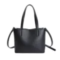 Elegante zwarte leren handtas voor dames, veelzijdige schoudertas voor dagelijks gebruik. - Zonder hanger / Zwart