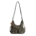 Multifunctionele dames PU lederen rugzak casual schoudertas met dubbele zakken aan de voorkant - Met Hanger / Groen