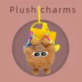 Porte-cles peluche duveteux charmant monstre mignon avec bonnet tricot et lunettes de soleil - Chameau