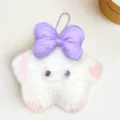 Llavero de felpa con estrella bonita y lazo morado colgante de bolsa suave lindo. - Estrella con Lazo Chirriante