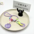 Porte-clés chaîne en plastique coloré joli pendentif perlé pour sac à main accessoire mignon - Chaîne Violette Sans Clip / Violet