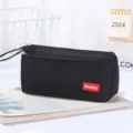 Μαύρη καμβά κασετίνα μεγάλης χωρητικότητας χαριτωμένη τσάντα αποθήκευσης γραφικής ύλης. - Με Ετικέτα / Μαύρο